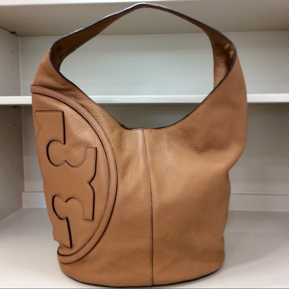 Authentic Rare Tory Burch All T Hobo Shoulder Bag Leather Purse Handbag - Picture 15 of 17